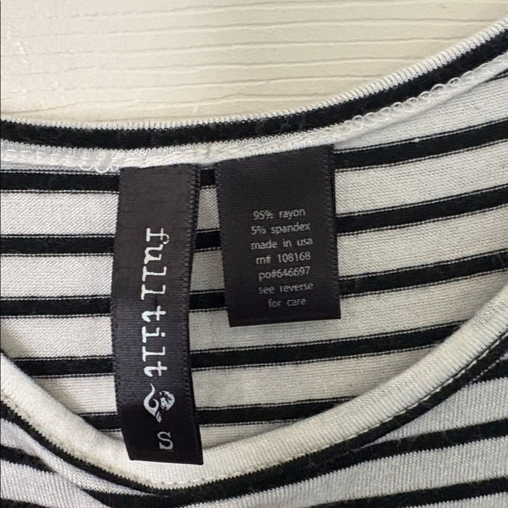 Full Tilt Black & White Striped Scoop Neck Mini Dress - Picture 2 of 4